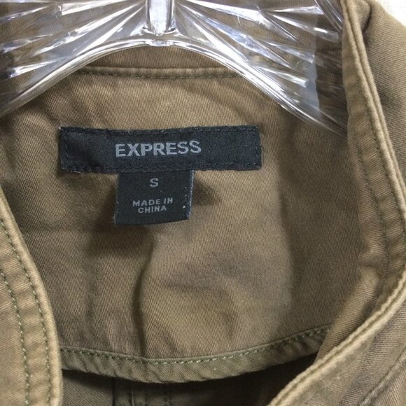 Express Jacket 100% Cotton Canvas Button Front 4 Pockets Brown Size Small - Picture 4 of 4